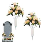 Générique Memorial Grave Flower Set, Artificial Cemetery Plant Ornament System, Realistic Outdoor Floral Decoration Kit, Patio Lawn Gravesite Use Support, Funeral Memorial Day Garden Display Decor