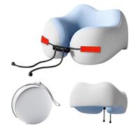 Générique Memory Foam Neck Pillow - Soft Ergonomic Travel Pillow | Breathable Ice Silk Pillowcase | Adjustable Strap, Includes Storage Box, for Sleeping on Airplane Car Camping