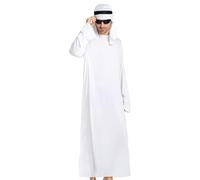 Générique Men's Arabian Sheikh Costume - Long Robe, Headscarf & Headband Cosplay Set | Deluxe Cultural Robe for Halloween, Carnival, Role-Playing & Theme Parties