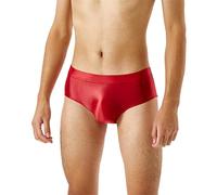 Générique Men's Boxer Shorts - Entrejambe pour Hommes sans Couture Brillant Soyeux Haute élastique Grande Taille Slips pour Hommes sous-vêtements Transparents (Red L)