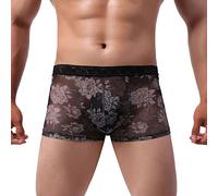 Générique Men's Boxer Shorts - Slips sous-vêtements Respirants imprimés pour Hommes Transparents Dentelle sous-vêtements sous-vêtements pour Hommes (Black XL)