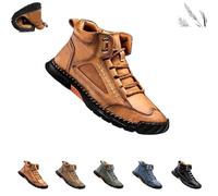 Générique Men's Comfortable Handmade Leather Boots, Mens Boots, Waterproof, Arch Support, Spacious Toe Box, Non-Slip, Lightweight Breathable Wear-Resistant (Brown,44)