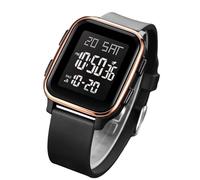 Générique Mens Digital Hand Watch, 5.1x3.7cm ABS PU Stainless Steel Square Fashionable Comfortable Hand Watch, Casual Wear, Sports, Daily Use, Travel, Stylish Accessory