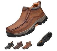 Générique Men's Handmade Genuine Leather Orthopedic Comfortable Walking Boots, Genuine Leather Orthopedic Boots, Spacious Toe Box (Brown,49)