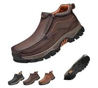 Générique Men's Handmade Genuine Leather Orthopedic Comfortable Walking Boots, Genuine Leather Orthopedic Boots, Spacious Toe Box (Dark Brown,49)