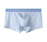 Générique Men's Ice Soie Mince Respirant séparé Boxer Briefs Bulge amélioration Sac sous-vêtements Double Sac Boxer Trunks (Bleu Ciel,TG)