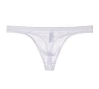 Générique Mens Lace Transparent String Thin Sexy Underwear Seductive T Pants Mesh Respirant Robe Rouge Hommes (White, XXXL)