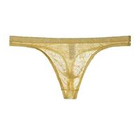 Générique Mens Lace Transparent String Thin Sexy Underwear Seductive T Pants Mesh Respirant Robe Rouge Hommes (Beige, M)