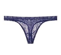 Générique Mens Lace Transparent String Thin Sexy Underwear Seductive T Pants Mesh Respirant Robe Rouge Hommes (Blue, XL)