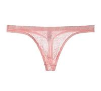 Générique Mens Lace Transparent String Thin Sexy Underwear Seductive T Pants Mesh Respirant Robe Rouge Hommes (Pink, XXL)
