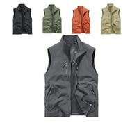 Générique Men's Oversized Sleeveless Vest Jacket with Pockets, Lightweight Vest Zip Up Casual Jackets, for Travel, Hiking, Camping (gray,Grand)