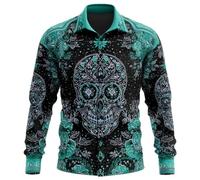Générique Men's Print Shirt Casual Short Sleeve Button Down Top for Autumn Events and Parties (Mint Green-A, XXXL)