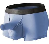 Générique Men's SéParé Bulge Boxers Shorts Fly Pouch Avant Ouvert éLéPhant Nez Tourne Respirable U Convexe Boxers Shorts (Bleu,L)