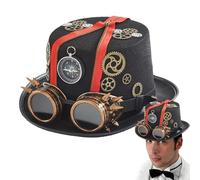 Générique Men's Steampunk Hat - 5.12 Inch Gothic Top Hat | Felt Metal Fittings Hats - steampunk accessory for cosplay costumes parties and vintage fashion style
