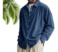 Générique Men's Stylish Corduroy Urban Casual Daily Long-Sleeved Shirt, Pacificozy Men's Shirts, Vintage Lightweight (Dark Blue,TG)