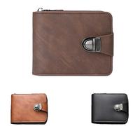 Générique Men's Vintage Compact Zipper Wallet, New Multi-Functional Blocking Large Capacity Vintage Wallet, Zipper Blocking Vegan Leather Bifold Wallet, Compact and Portable (Brown)