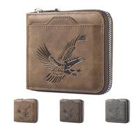 Générique Men's Vintage Eagle Embossed Short Wallet, Men’s Eagle Emblem Wallet, Business Multi Card Slot Wallets for Daily Use (Light Brown)