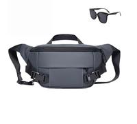 Générique Mens Waterproof Crossbody with Adjustable Strap, Versatile Travel Shoulder Bag,Outdoor Casual Sling Chest Bag (Grey, Moyen)