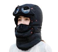 Générique Mens Winter Hat | Warm Plush Cotton Polyester Headwear 24.4In | Detachable Goggles Windproof Cold Weather Hat | Riding Camping Cycling Motorcycle Snowboarding Hiking