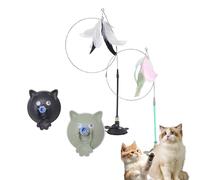 Générique Meowmastery Toy, Puffpetshop - Meowmastery Toy - with 3 Types of Replacement Feathers, Precision Hand-Sewn Simulated Feathers, Exercise and Entertainment for Active Felines (Black+Green)
