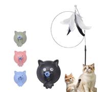 Générique Meowmastery Toy, Puffpetshop - Meowmastery Toy - with 3 Types of Replacement Feathers, Precision Hand-Sewn Simulated Feathers, Exercise and Entertainment for Active Felines (Black)