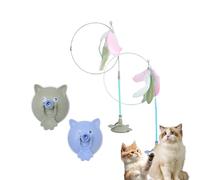 Générique Meowmastery Toy, Puffpetshop - Meowmastery Toy - with 3 Types of Replacement Feathers, Precision Hand-Sewn Simulated Feathers, Exercise and Entertainment for Active Felines (Blue+Green)
