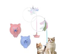 Générique Meowmastery Toy, Puffpetshop - Meowmastery Toy - with 3 Types of Replacement Feathers, Precision Hand-Sewn Simulated Feathers, Exercise and Entertainment for Active Felines (Blue+Pink)