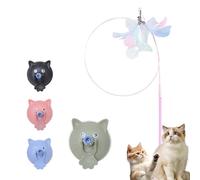 Générique Meowmastery Toy, Puffpetshop - Meowmastery Toy - with 3 Types of Replacement Feathers, Precision Hand-Sewn Simulated Feathers, Exercise and Entertainment for Active Felines (Green)