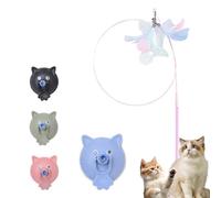 Générique Meowmastery Toy, Puffpetshop - Meowmastery Toy - with 3 Types of Replacement Feathers, Precision Hand-Sewn Simulated Feathers, Exercise and Entertainment for Active Felines (Blue)