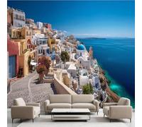 Générique Mer île Paysage Film Autocollant Stickers Muraux Italie Moderne Architecture Papier Peint, Style Européen Mural pour Salon Chambre Décoratif Murale Pour Meuble Stickers Muraux 250 x 175 cm