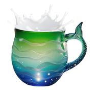 Générique Mermaid Tail Glass Coffee Cups - Sea Wave Coffee Glass Cups Tea Mug for Hot Cold Beverage Milk Water Juice Home Decor Office Dorm Restaurant Bar Adults Kids Birthday with Stylish Handle