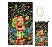 Générique Merry Christmas Blacklights Tapestry Neon | Blacklights Tapestry Christmas Decor,Banner Glow in Dark Backdrop Snowmans Tree Candy Cane Fireworks for Party Room Wall Holiday Scene