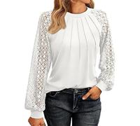 Générique Mes Commandes Passées Hauts à col Rondpour Femmes Hauts Élégants à Manches Longues Hauts de Chemise Décontractés et Amples Hauts à Manches Longues d'automne Cadeau Femme Blanc M