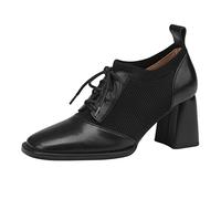 Générique Mesdames couleur unie Vintage Lace Up Chunky High Heel Deep Mouth Fashion Bottines Sandales Plates Blanches Pour Femmes Habillées (38)