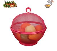 Générique Mesh Fruit Basket with Lid, Fruit Basket for Kitchen Counter, Cover Against Flies, Large Capacity - Anti-Fly Protection (Red)