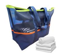 Générique Mesh Tote, Beach Carry Bag, Gym Shoulder Handbag, Waterproof Oxford Nylon, Large Capacity with Tall Handles, for Pool Travel Work Shopping, 23.62x6.69x13.39 Inches, 1 Piece