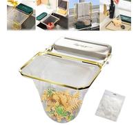 Générique Meshmate Waste Rack, Meshmate Waste Rack Sink, Mesh Mate Rotatable Kitchen Sink Strainer with 100Pcs Filter Mesh Bags, Suction Cup Sink Strainer Rack Sink Filter Holder Foldable (White)