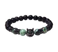 Générique Message Cadeau Bijoux à breloque tête de loup avec perles rondes Bracelet en oeil de naturel Bracelet en perles de Pour Bracelet Perles Petite 8 Anneaux (I, A)