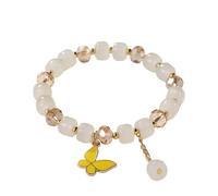 Générique Message Élastique Bijoux 2024 New Imitation Jade Butterfly Glass Bracelet Children's Bead Bracelet Maman Bracelets Bracelet Anneaux (C, A)