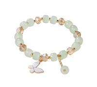 Générique Message Élastique Bijoux 2024 New Imitation Jade Butterfly Glass Bracelet Children's Bead Bracelet Maman Bracelets Bracelet Anneaux (E, A)