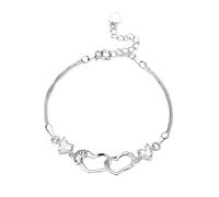 Générique Message Élastique Cadeau Classique Bracelet Zirconia Birthstone Adjustable Gold Love Heart Birthday Chain 1 For Bracelet Tone Bracelets Pour 4 Bracelet Argent Bijoux (Silver, One Size)