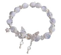 Générique Messages Poignet Anneaux New 2024 Bracelet For Ladies Chinese Jade Bead Bracelet For Her Wife Grandpa Mother Father Daily Wear Bleu Inoxydable Anneaux (A, One Size)