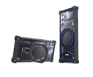 Générique Metal Bumper Frame for Nubia RedMagic 9S Pro+ Cover Coque Built-in Magnetic Bracket(Black Blue,Redmagic 9SPro)