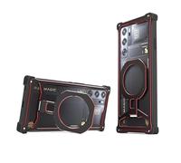 Générique Metal Bumper Frame for Nubia RedMagic 9S Pro+ Cover Coque Built-in Magnetic Bracket(Black Red,Redmagic 9SPro+)