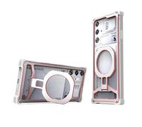 Générique Metal Bumper Frame for Nubia RedMagic 9S Pro+ Cover Coque Built-in Magnetic Bracket(Silver Red,Redmagic 9SPro)