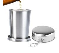 Générique Metal Cup - Telescopic Stainless Steel Cup, Lightweight Portable Mug, Design | Camping Water Cups With Lid And Metal Keychain For Travel Backpacking Hiking Picnic Outdoor