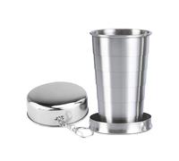 Générique Metal Cup - Telescopic Stainless Steel Cup, Lightweight Portable Mug, Design | Camping Water Cups With Lid And Metal Keychain For Travel Backpacking Hiking Picnic Outdoor