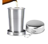 Générique Metal Cup - Telescopic Stainless Steel Cup, Lightweight Portable Mug, Design | Camping Water Cups With Lid And Metal Keychain For Travel Backpacking Hiking Picnic Outdoor