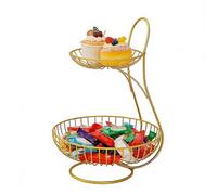 Générique Metal Fruit - Basket 2-Tier, Veggies Storage Stand, Countertop Pantry Shelf, Party Buffet Break Room, Apartment Kitchen Home Office, Dining Table Study Hotel Black