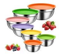 Générique Metal Mixing Bowls, Nesting Round Bowls, Non Slip Dishwasher Safe, Food Storage Organizer, Sturdy Stainless Material for Sauce Snacks Eggs Seasonings Vegetables Dough Fruits